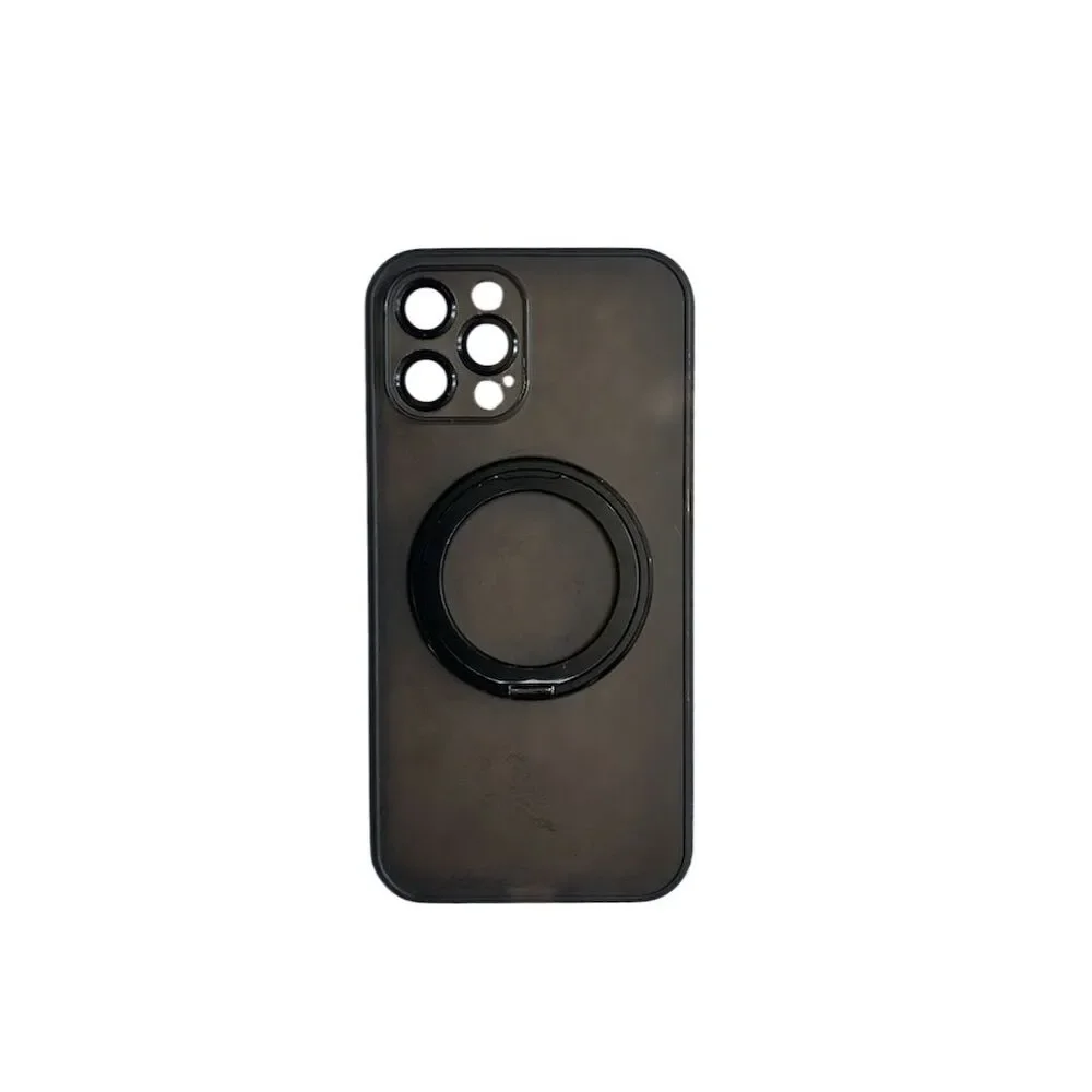 iPhone 12 Pro Max Case Black w/ Ring Stand & Lens Protection
